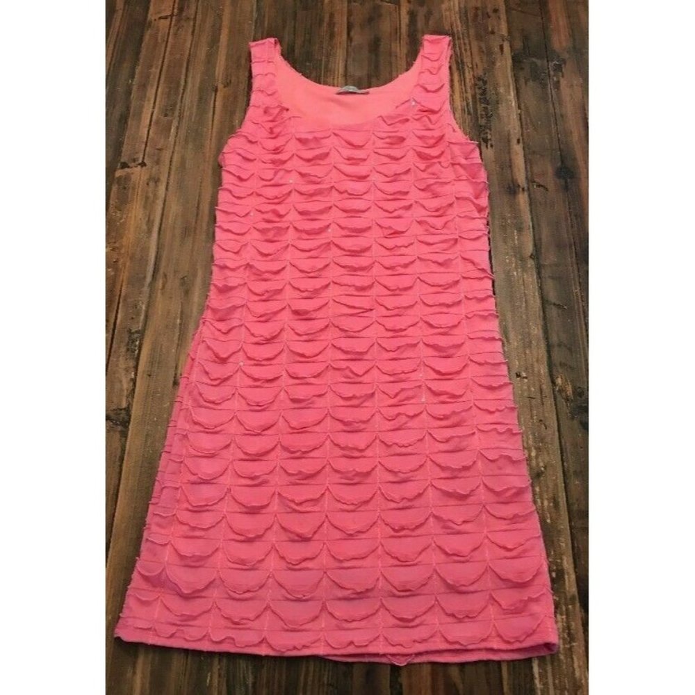 ISSI Pink Medium flapper ruffled Dress Polyester blend sleeveless 12P554